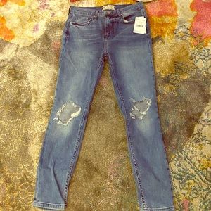 Free people distressed skinny jeans